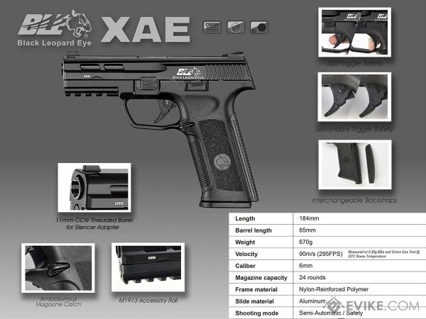 ICS BLE-XAE Ambidextrous Duty Size GBB Airsoft Pistol (Color: Black)