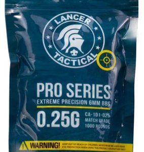 Lancer Tactical 1000 .25g (1) Lancer Tactical 0.25g Pro Series Airsoft BBs – 1000 Rounds (Bag)